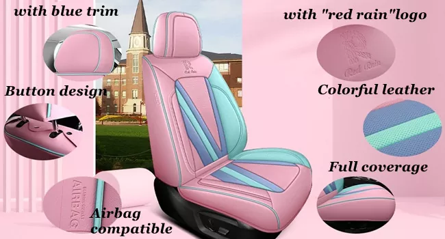 front luxury faux leather seat cover with decorative stitching